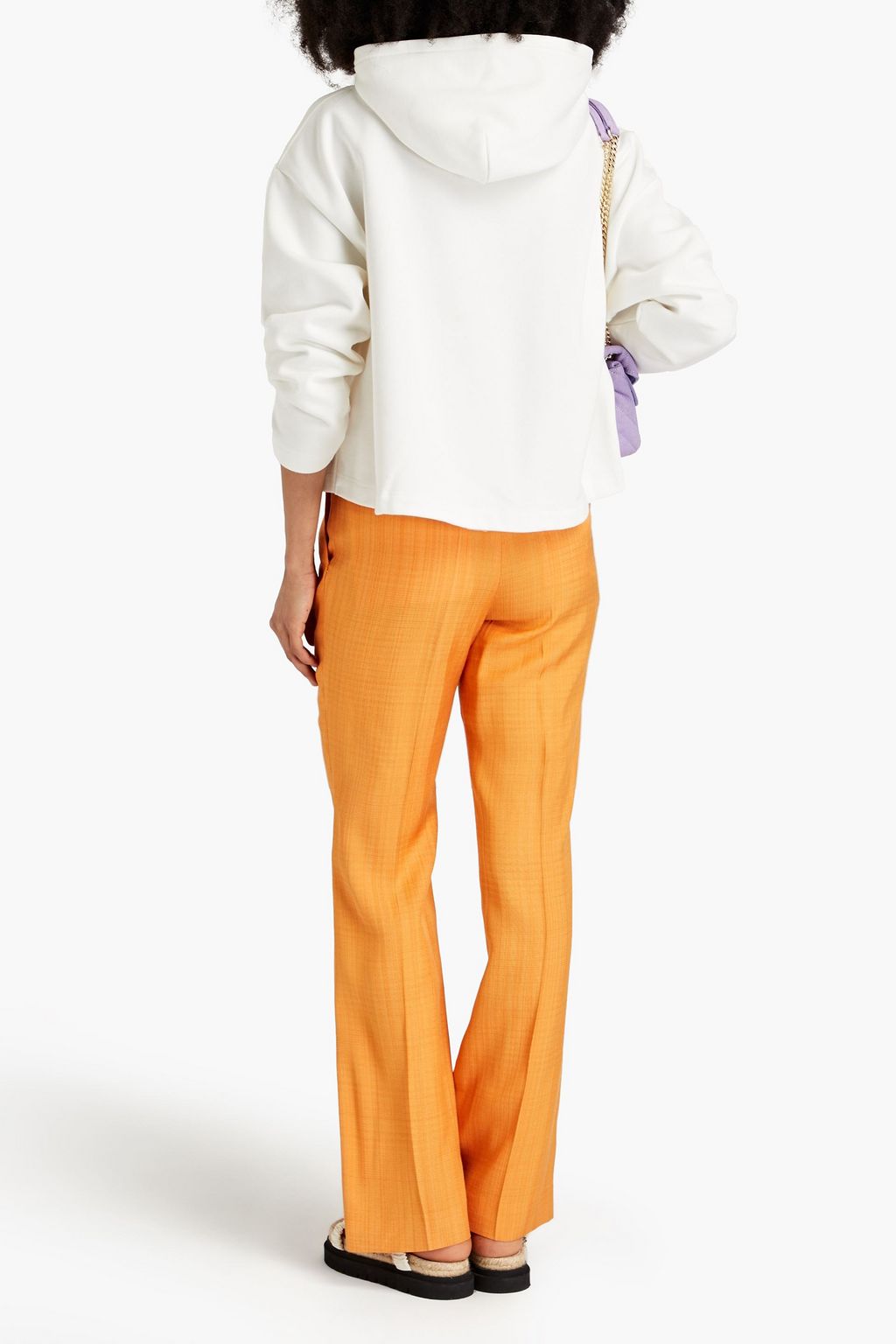 MAJE Cropped embroidered French cotton-terry hoodie