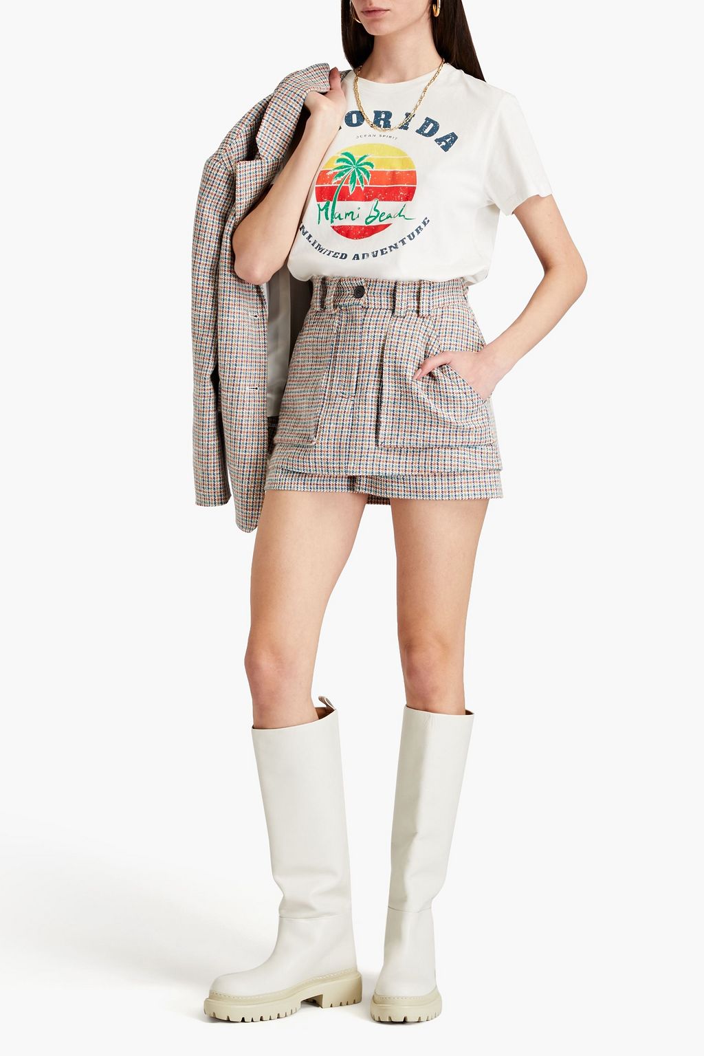 MAJE Printed cotton-jersey T-shirt