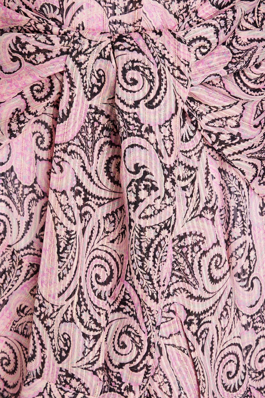 MAJE Asymmetrisches Midikleid aus Jersey in Metallic-Optik mit Paisley-Print