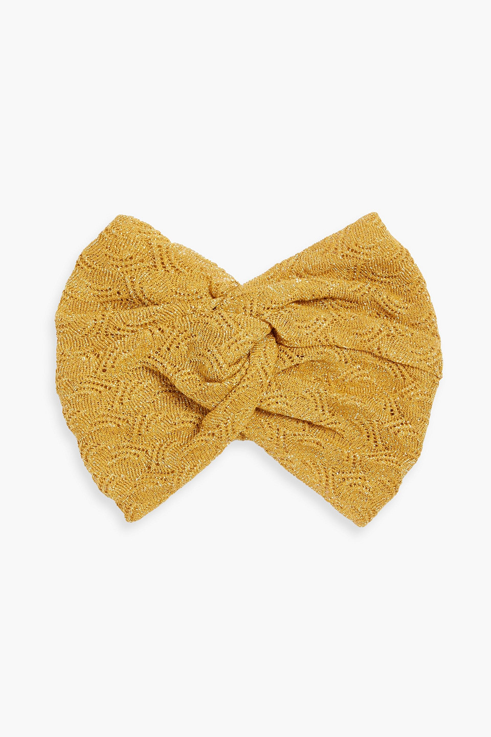 Missoni Twisted Metallic Crochet-knit Headband In Mustard