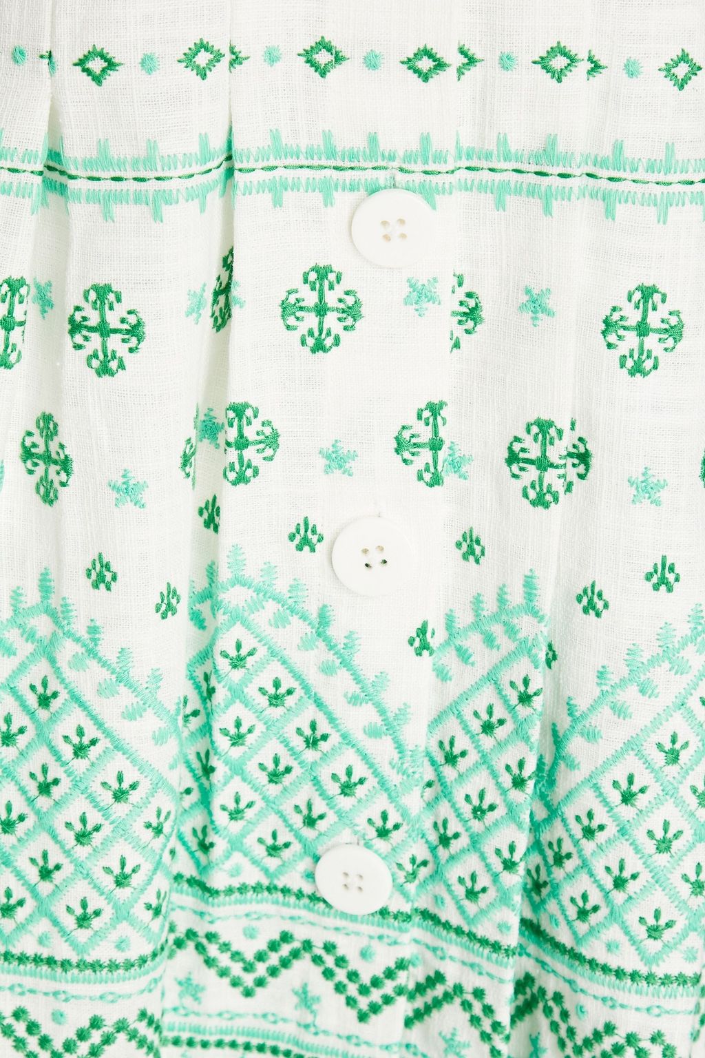 MAJE Embroidered ramie and cotton-blend gauze mini shirt dress