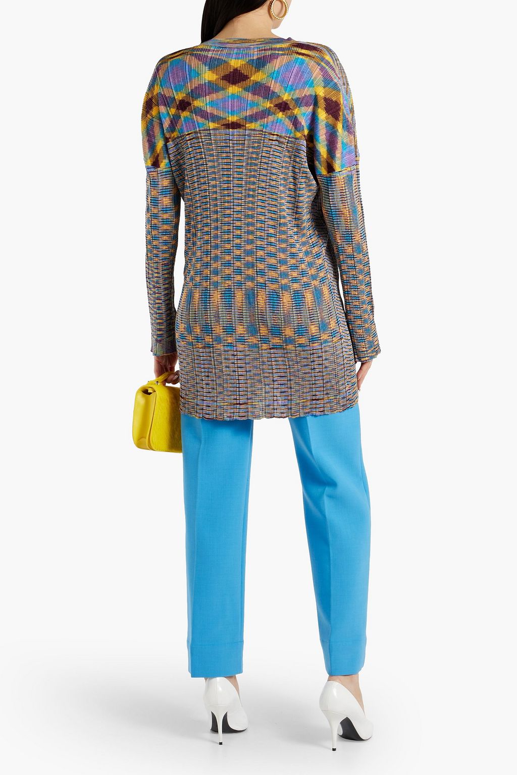 MISSONI Space-dyed ribbed crochet-knit cardigan