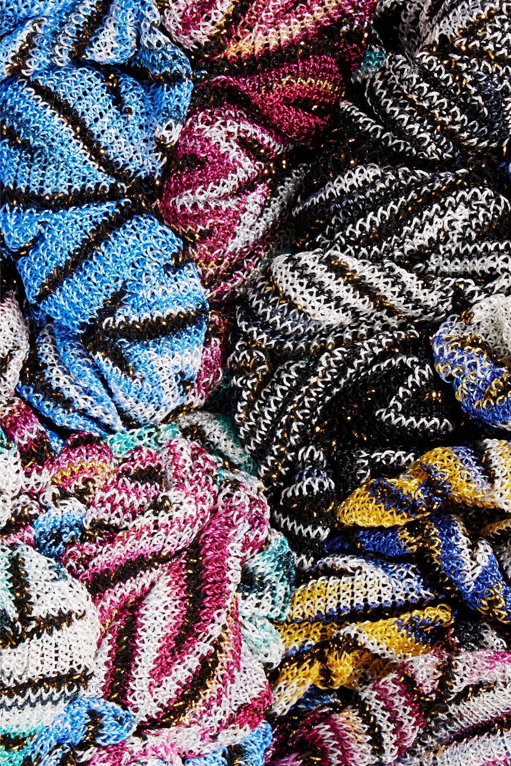 MISSONI Gathered metallic crochet-knit turban