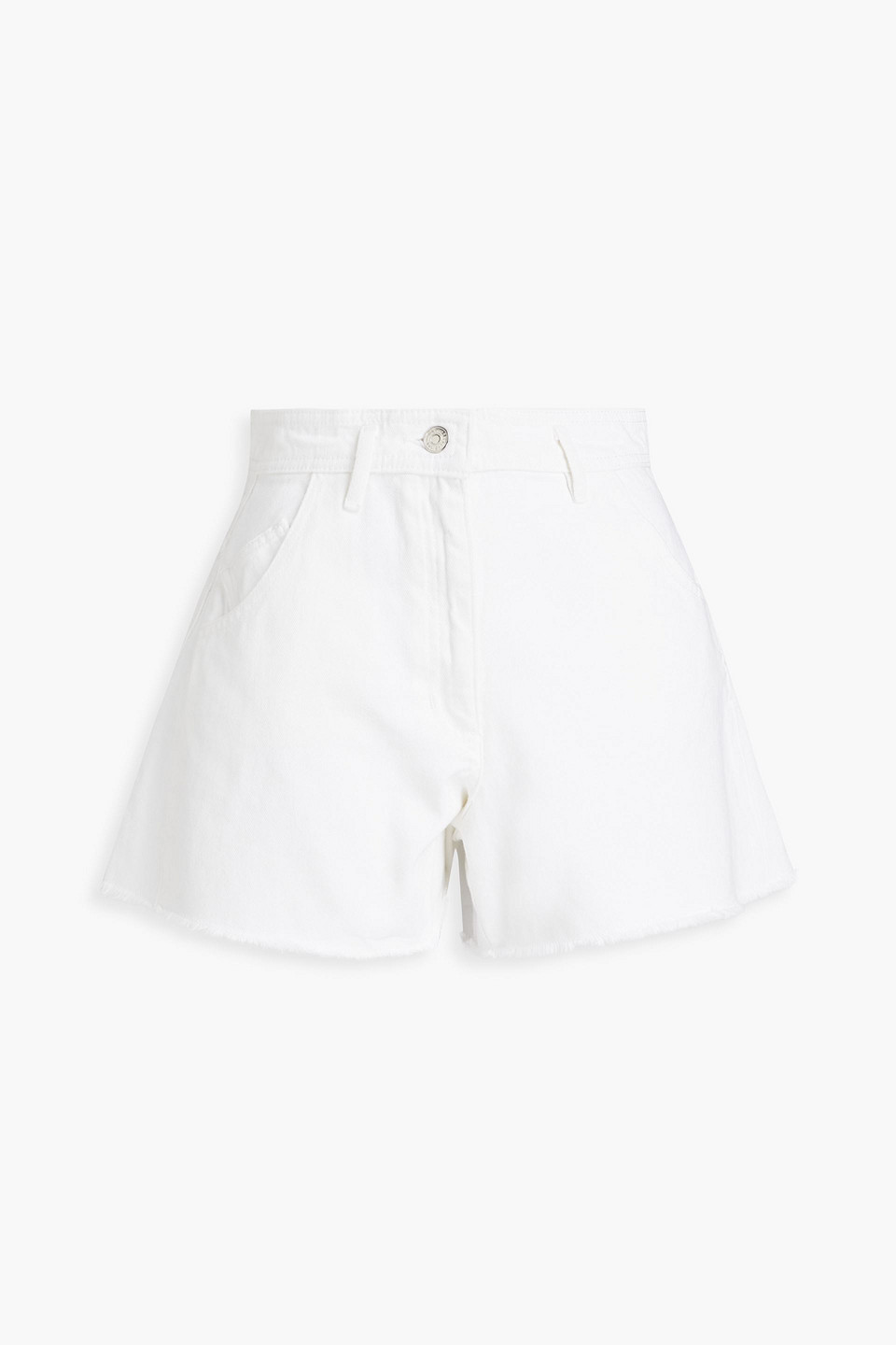 Maje Idenima Frayed Denim Shorts In Off-white