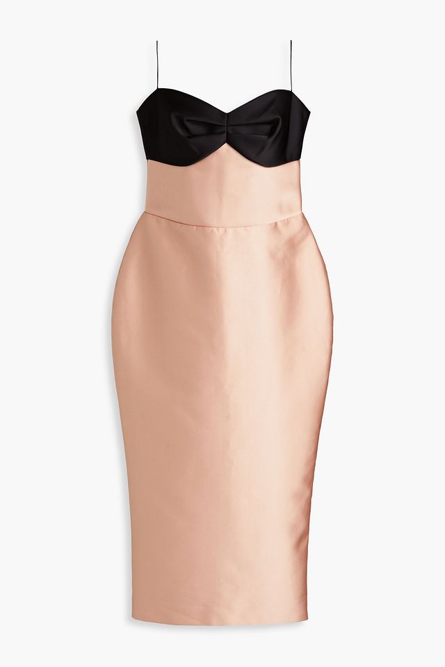 Two-tone satin midi dress