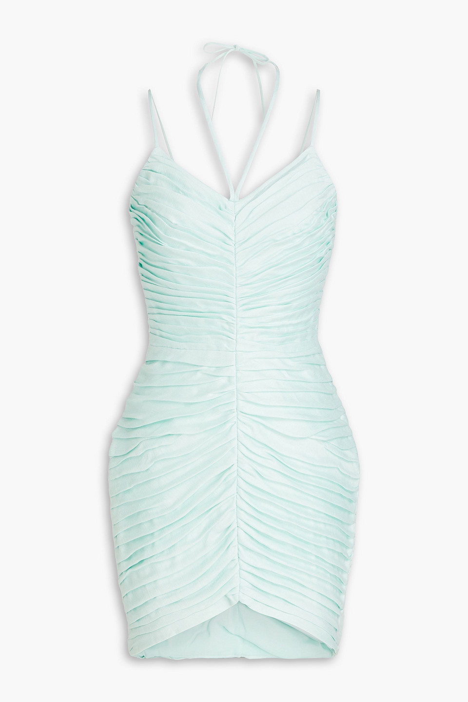 Rasario - Ruched linen-blend mini dress - Green - FR 38