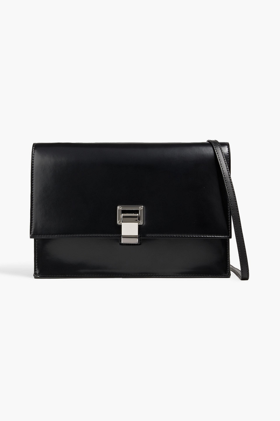 Proenza Schouler Lunch Glossed Faux Leather Shoulder Bag In Black