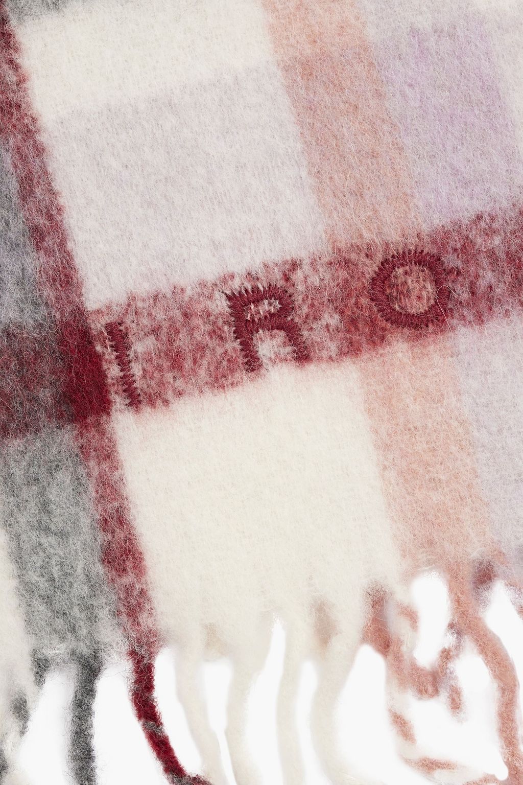 IRO Aura fringed checked alpaca-blend scarf
