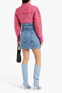 INO-M2-1407 BLACK DENIM BUTTON SKIRT main image 1