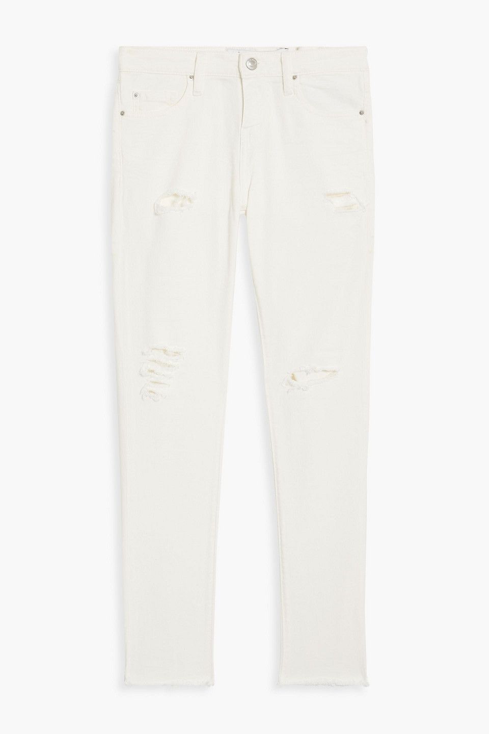 Iro Jarod Distressed High-rise Skinny Jeans In Off-white