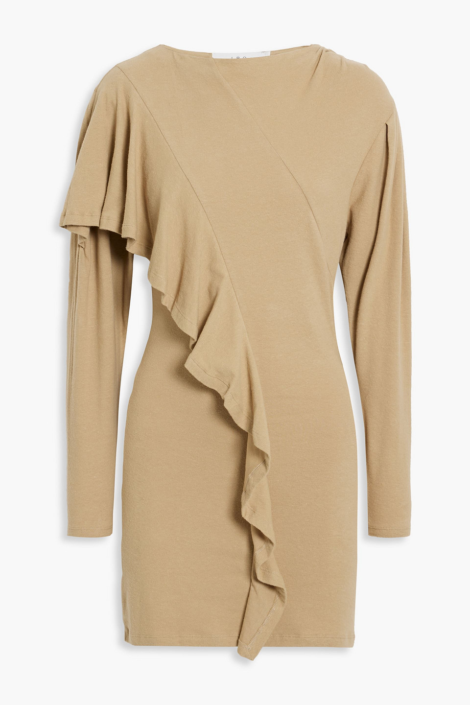 Iro Samina Ruffled Stretch-cotton Jersey Mini Dress In Beige