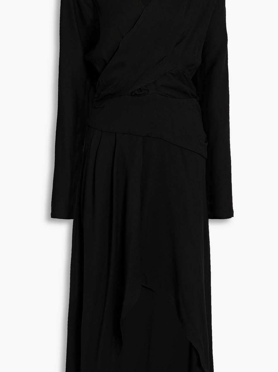 elmas asymmetric wrap-effect crepe dress