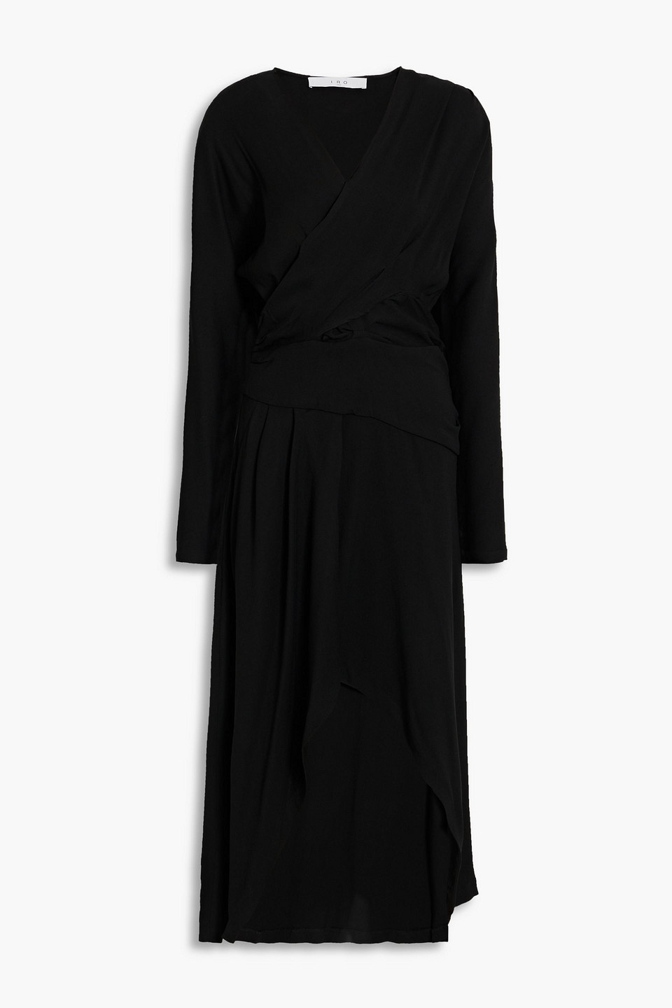 Iro Elmas Asymmetric Wrap-effect Crepe Dress In Black