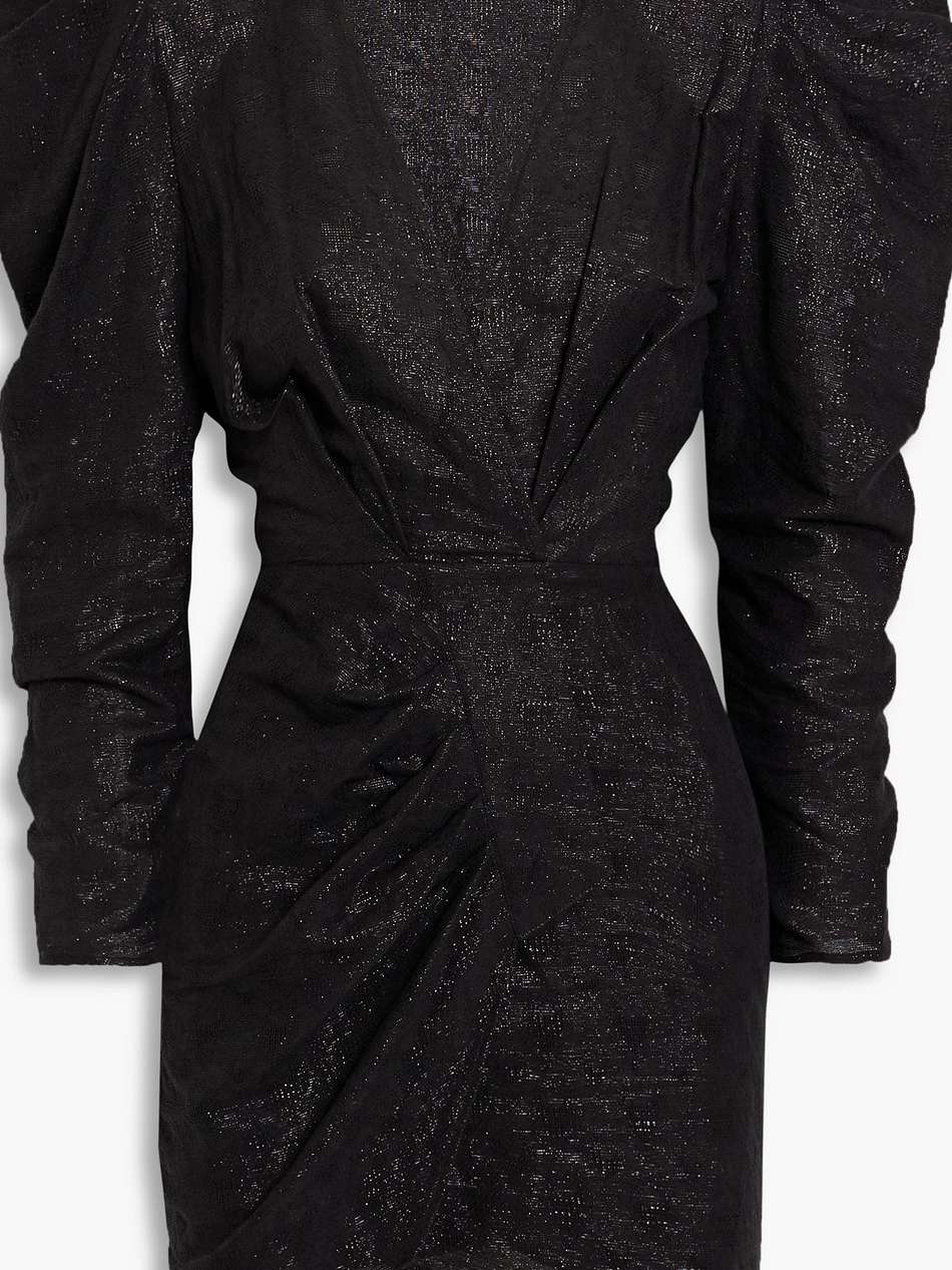 harris wrap-effect metallic cotton-blend mini dress