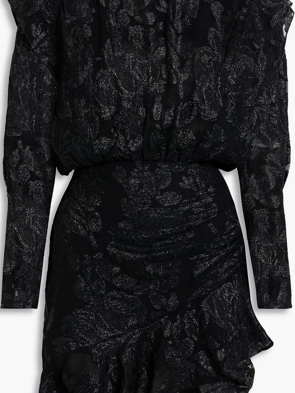 murai ruffled metallic fil coupé silk-blend chiffon mini dress