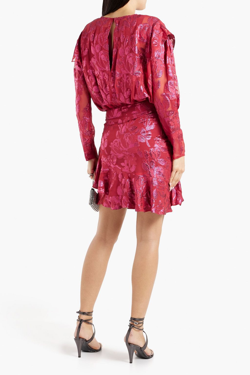 IRO Murai Minikleid aus Georgette aus einer Seidenmischung mit Metallic-Fil-Coupé