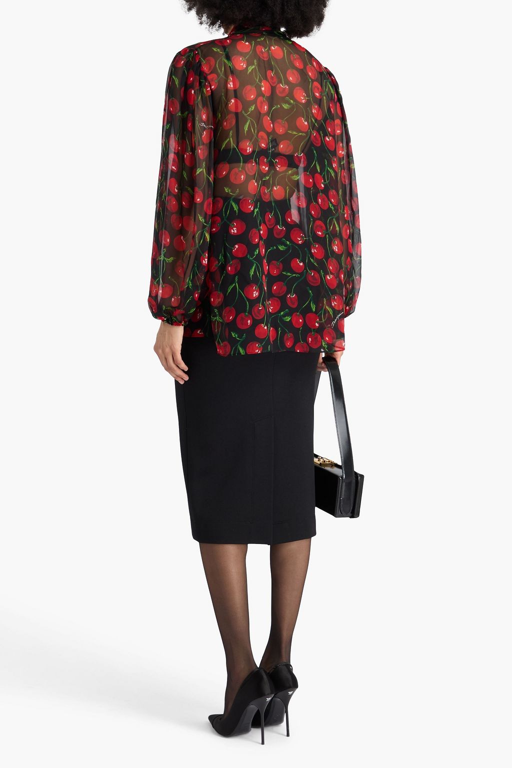 DOLCE&GABBANA Tie-neck printed silk-chiffon blouse