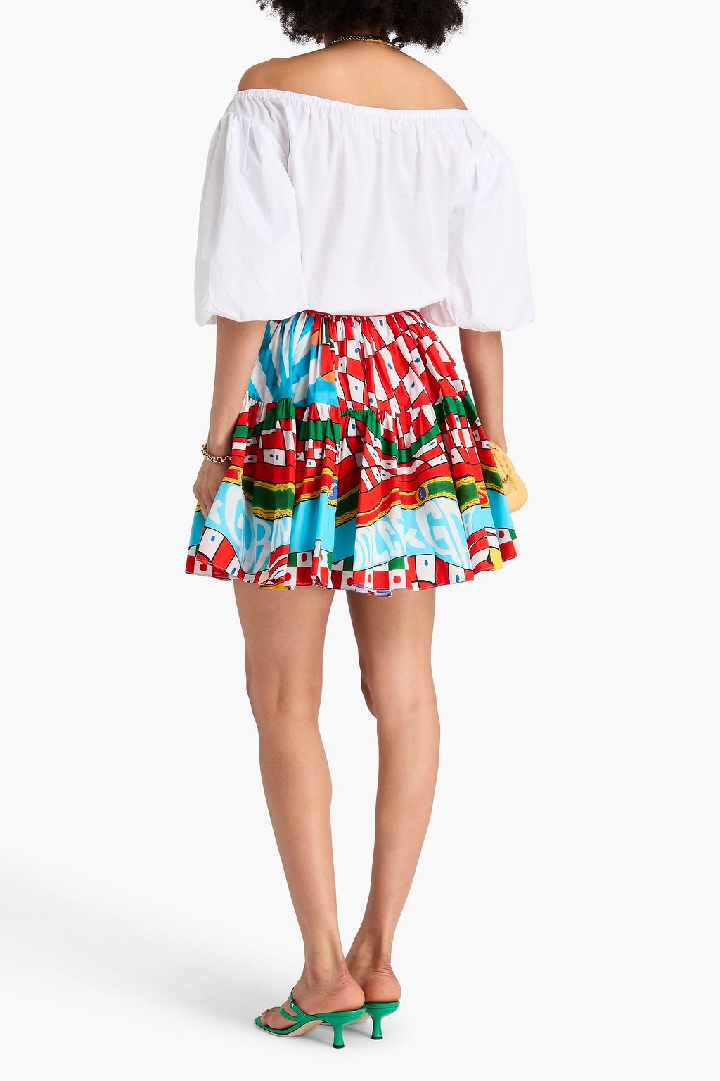 DOLCE&GABBANA Printed cotton-poplin mini skirt