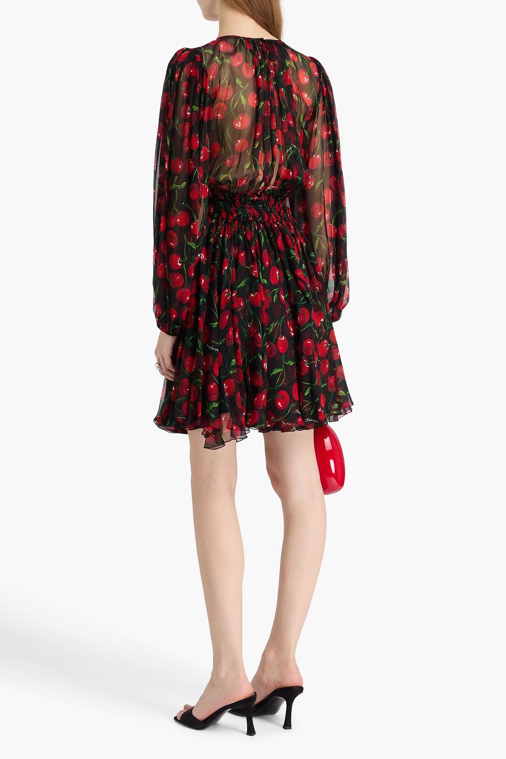DOLCE&GABBANA Gathered printed silk-chiffon mini dress