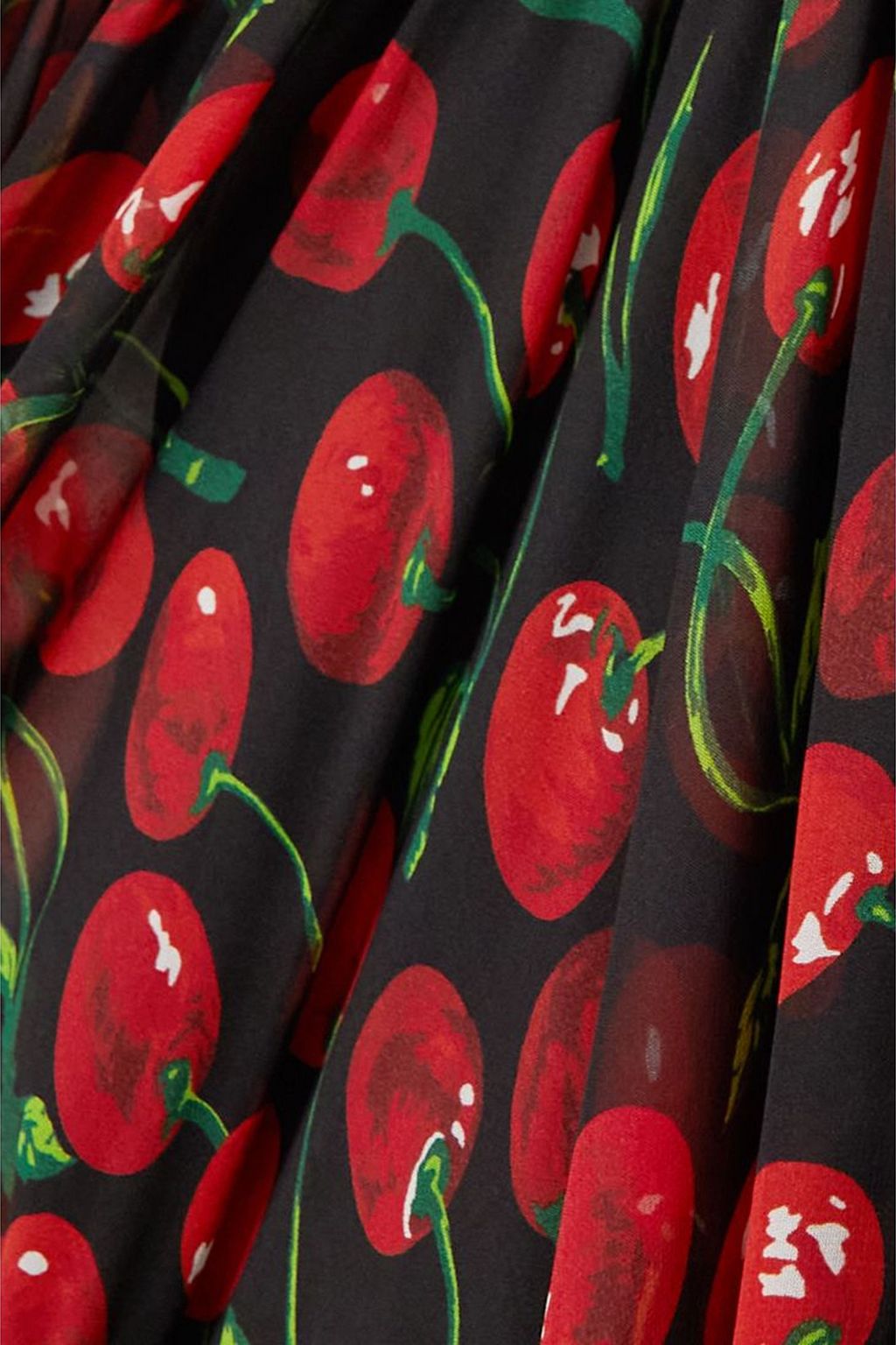 DOLCE&GABBANA فستان طويل من مزيج حرير شيفون مزموم بطبعات