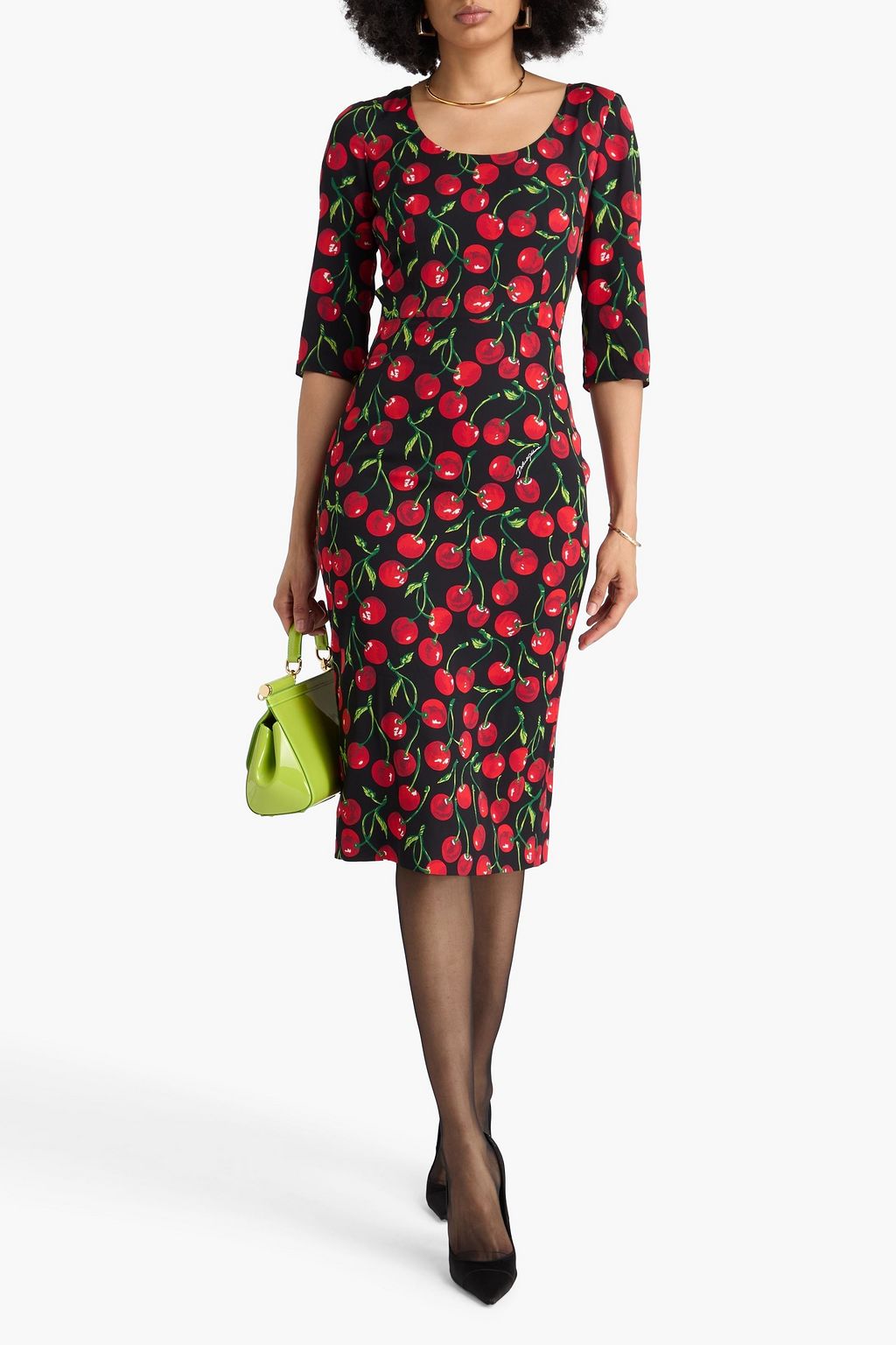 DOLCE&GABBANA Printed silk-blend crepe de chine midi dress