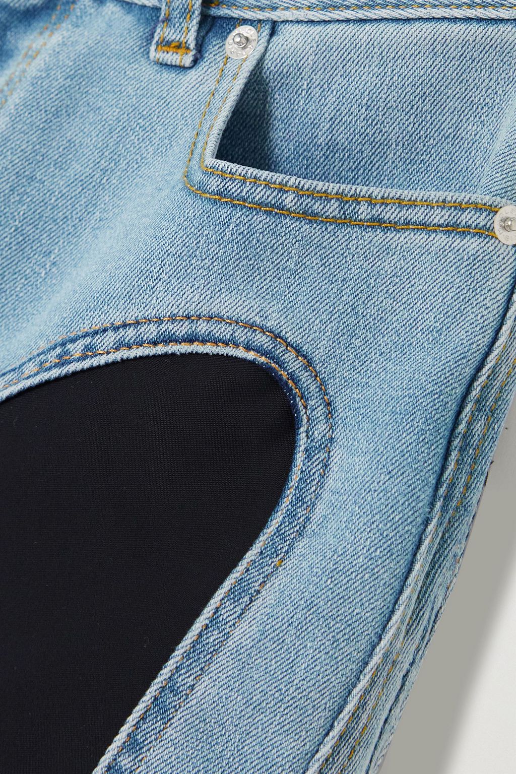 MUGLER Spiral stretch jersey-paneled skinny jeans