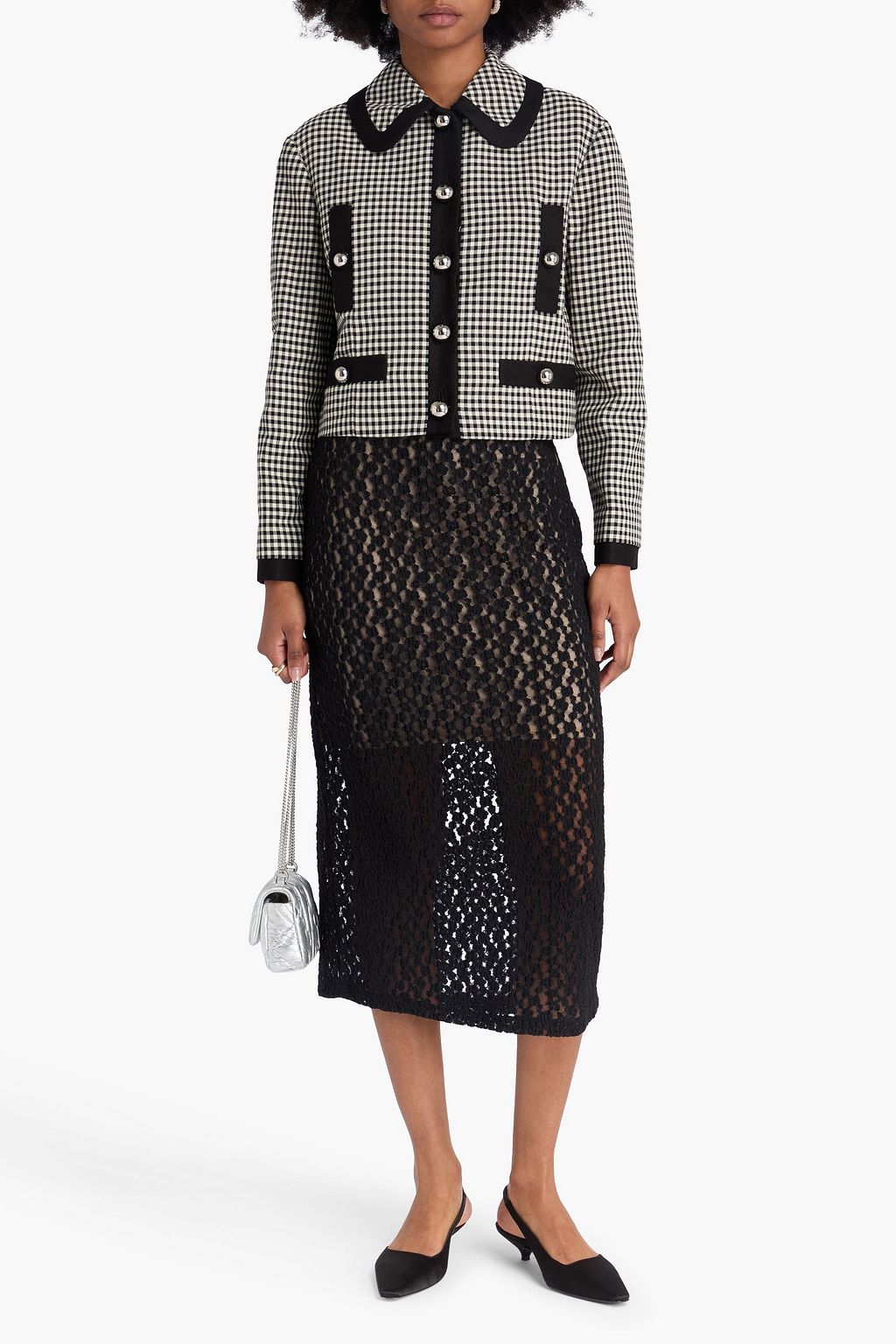 GUCCI コットン混ジャカード クロップドジャケット ギンガム