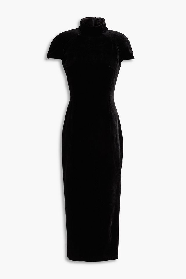 Velvet turtleneck midi dress