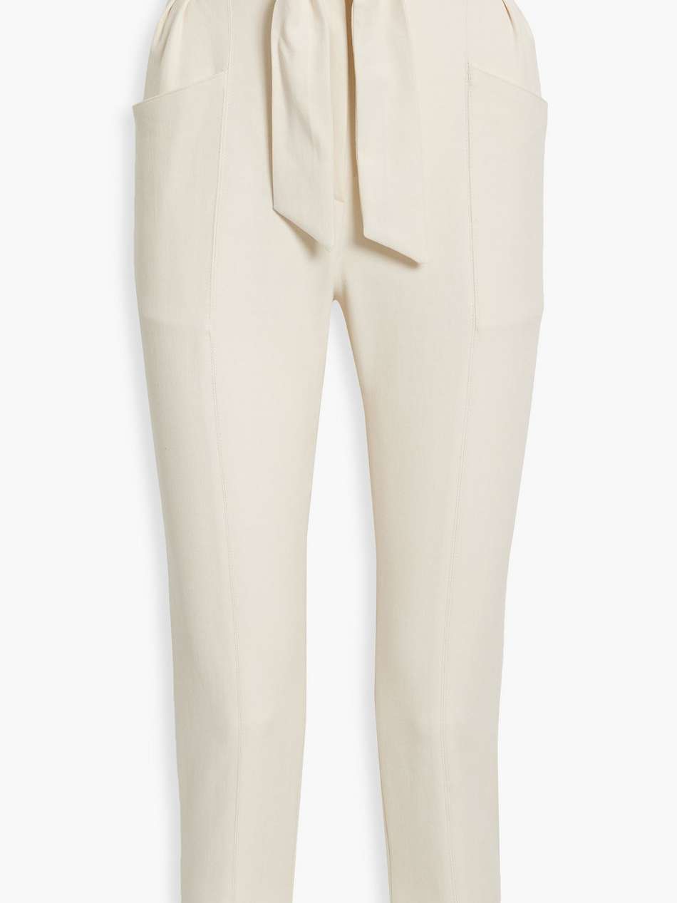 akin cropped belted cotton-twill tapered pants