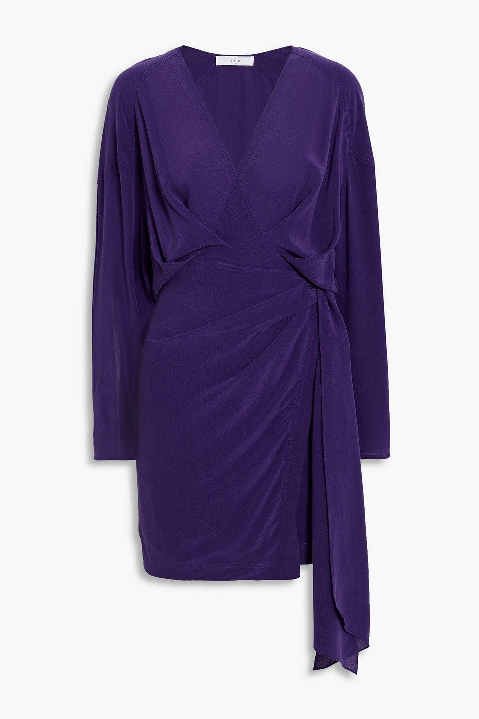 Iro Inima Silk Crepe De Chine Mini Wrap Dress In Plum