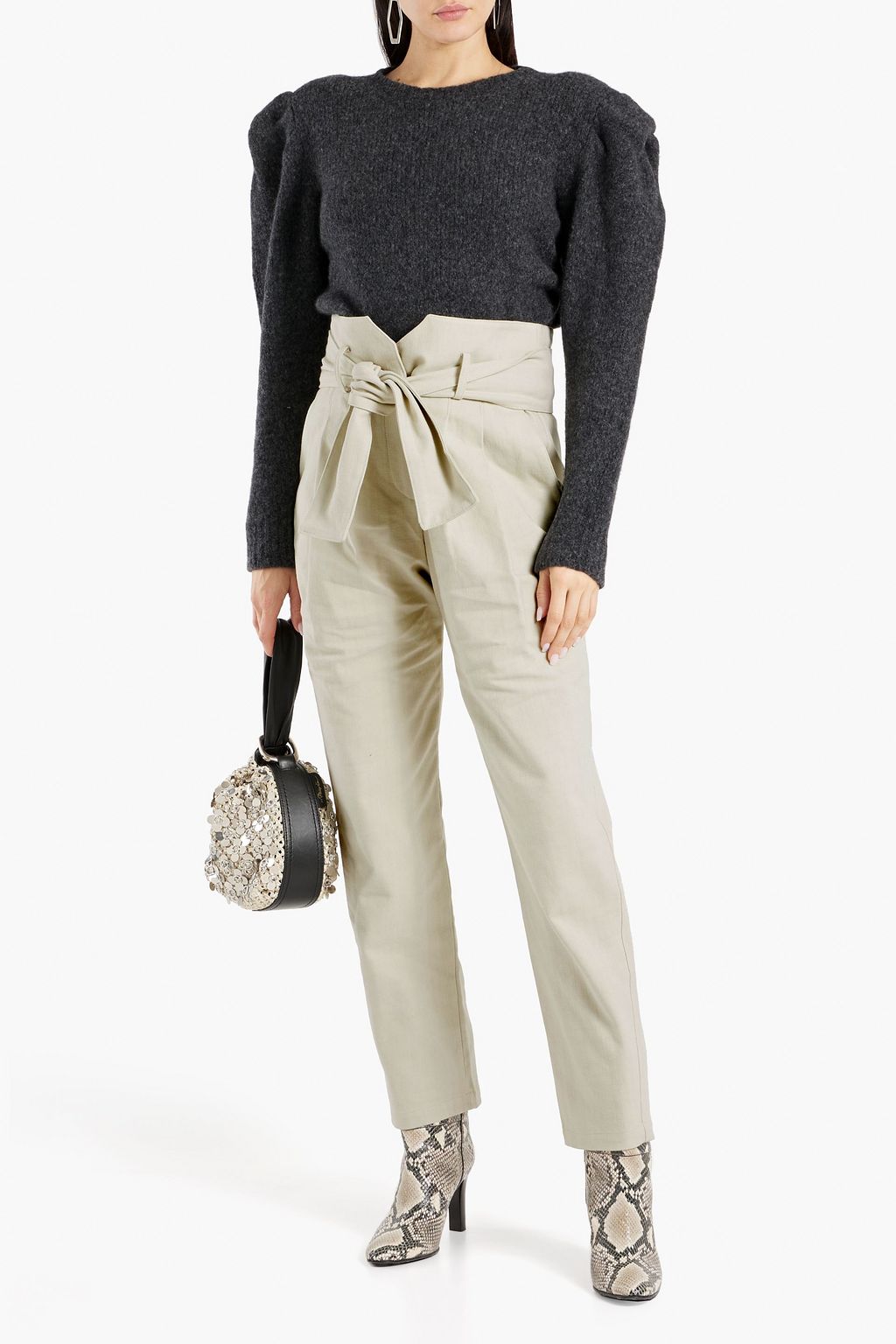 IRO Madeon belted cotton tapered pants