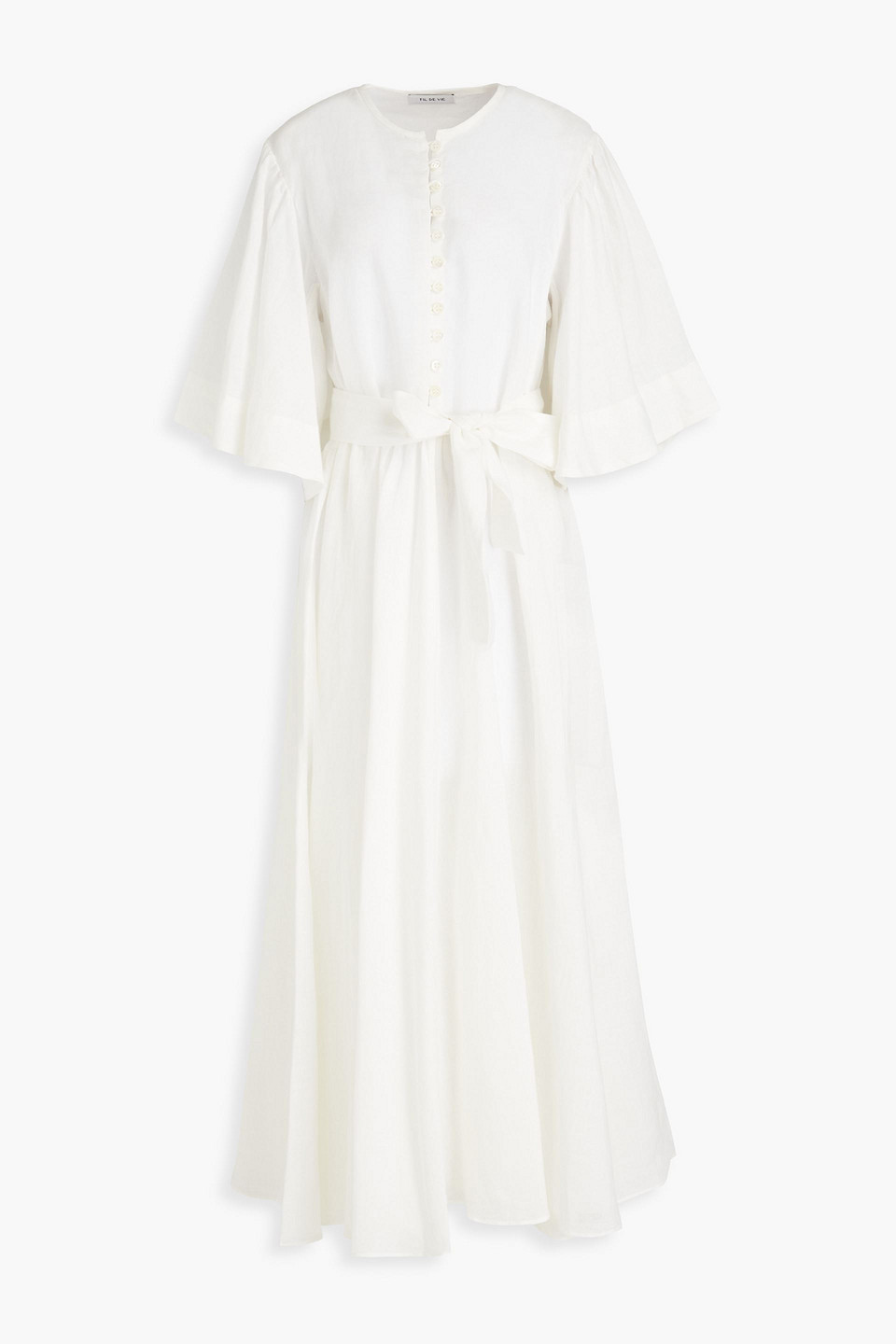 FIL DE VIE Ischia belted ramie maxi dress