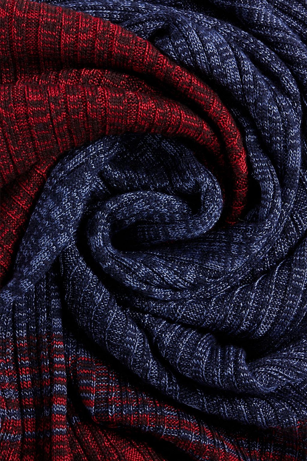 MISSONI Space-dyed ribbed wool-blend scarf