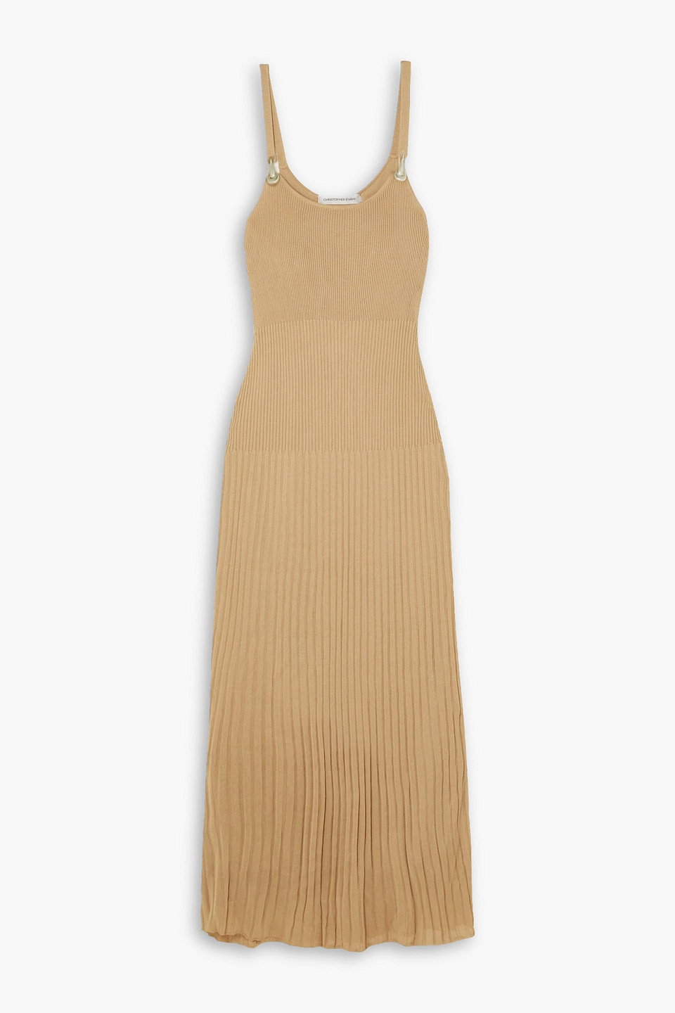 Christopher Esber Embellished Ribbed-knit Maxi Dress In Sand