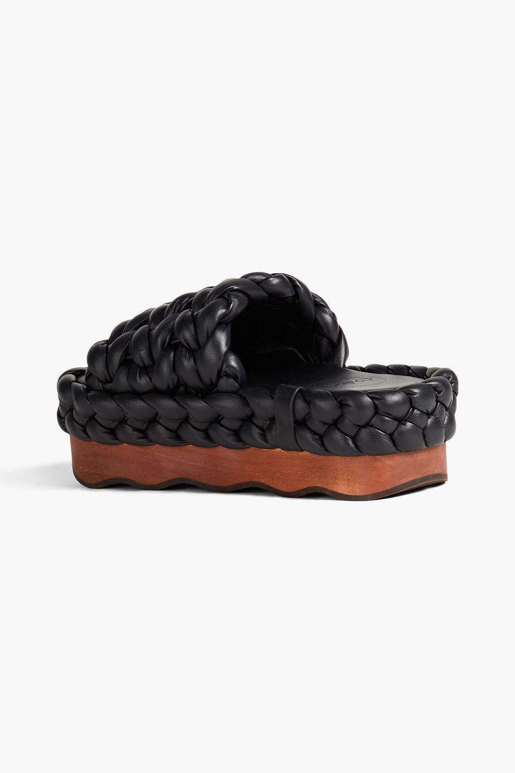CHLOÉ Wavy braided leather platform slides