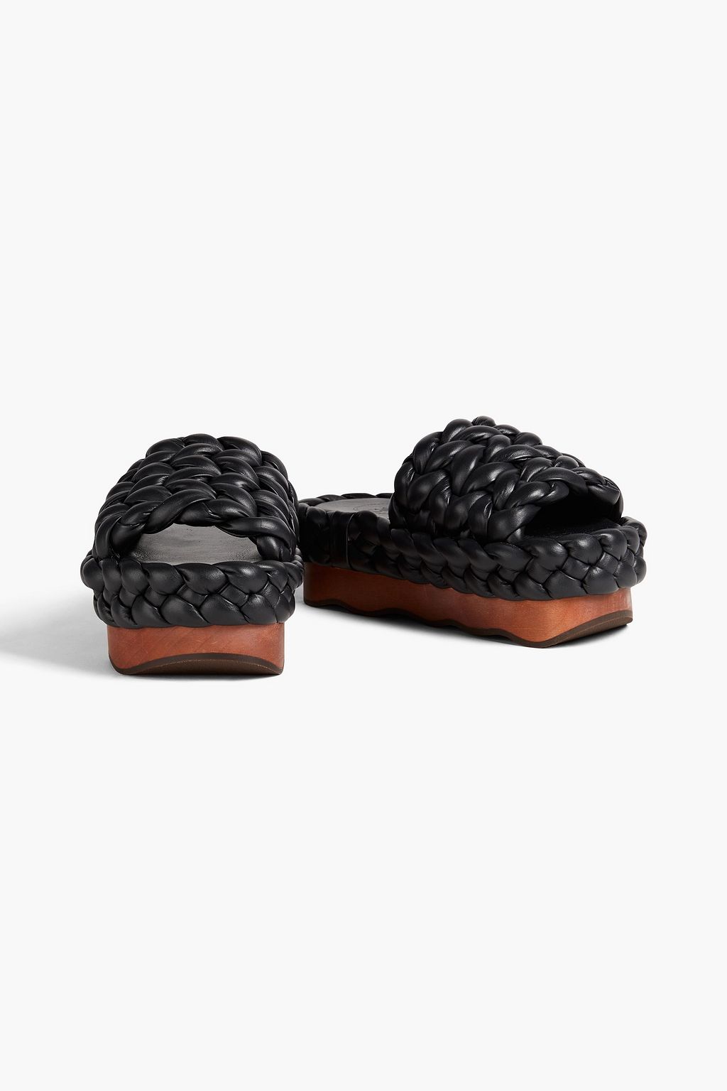 CHLOÉ Wavy braided leather platform slides