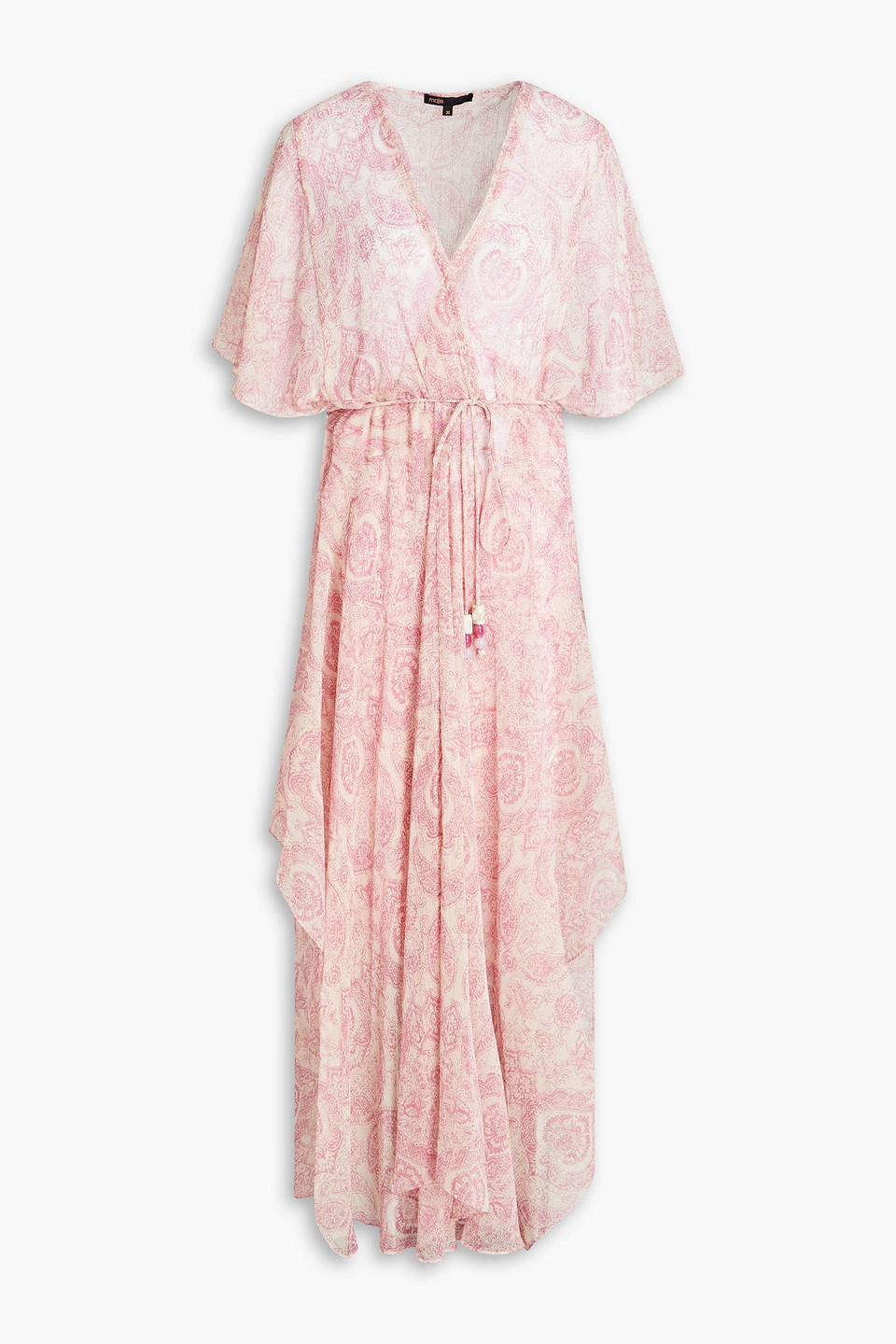 MAJE BELTED PAISLEY-PRINT CREPON MAXI DRESS 3074457345635374157