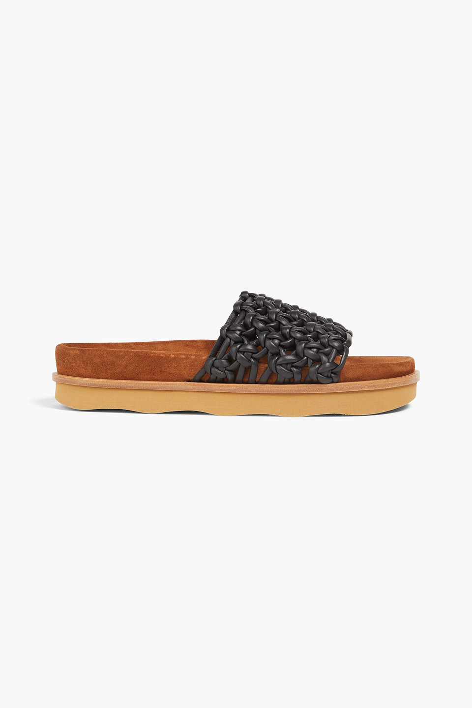 Chloé Suede-trimmed braided leather slides