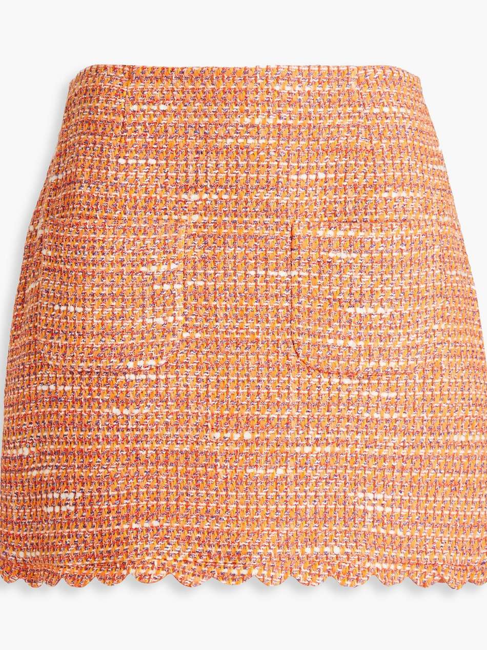 cotton-blend bouclé-tweed mini skirt