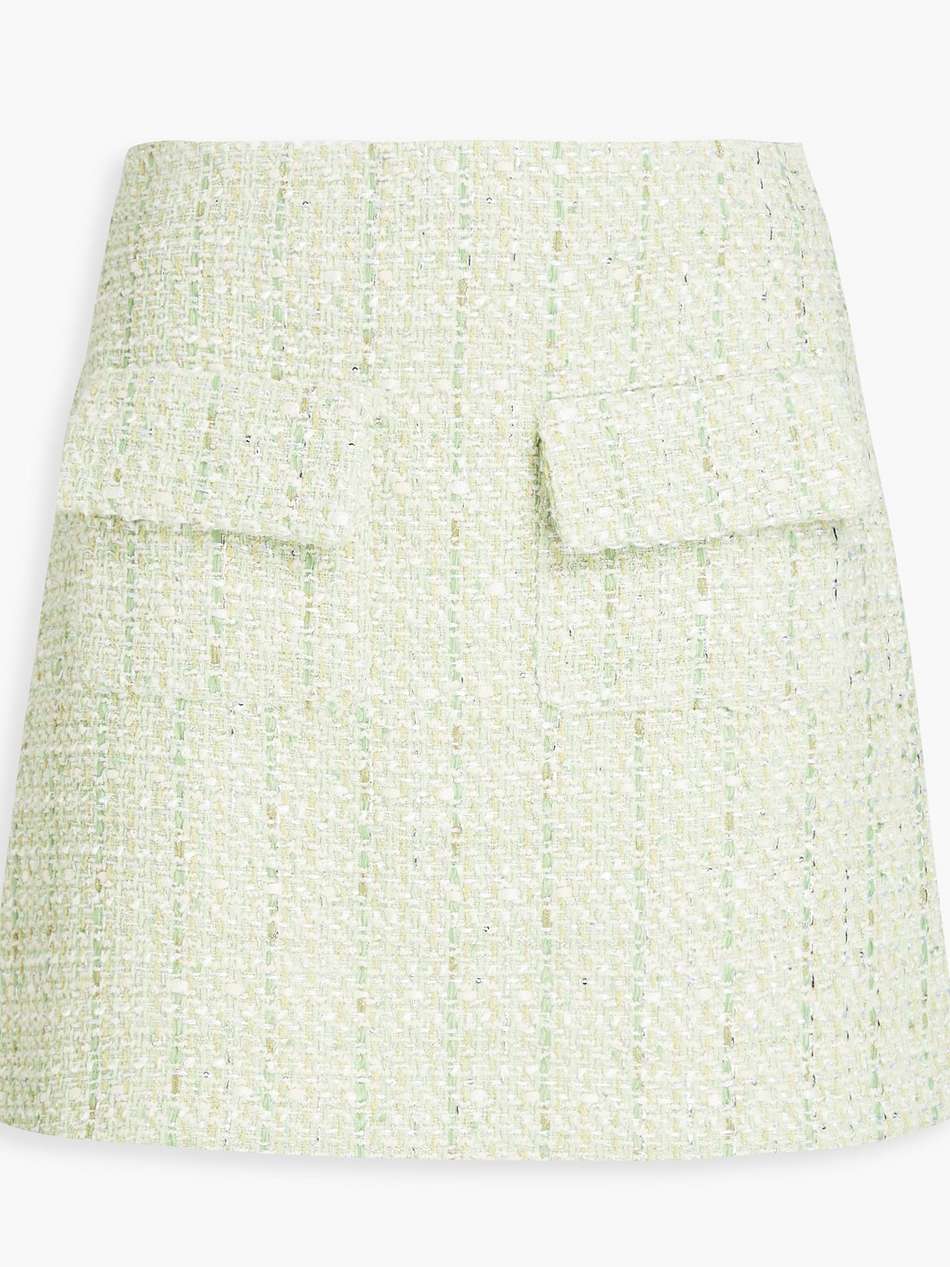 metallic bouclé-tweed mini skirt
