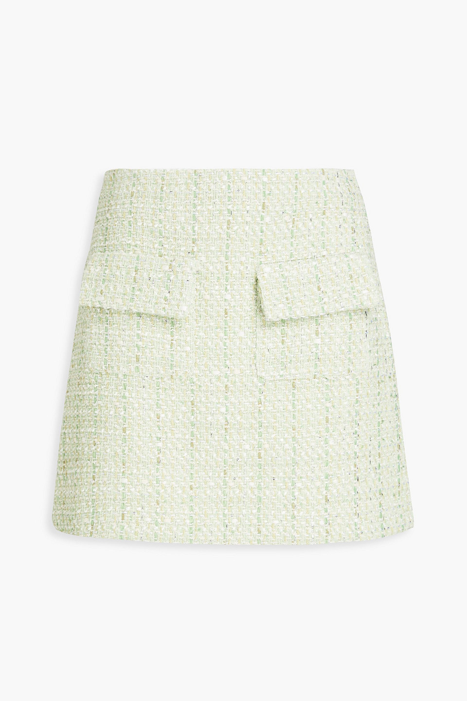 maje - metallic bouclé-tweed mini skirt - green - fr 38