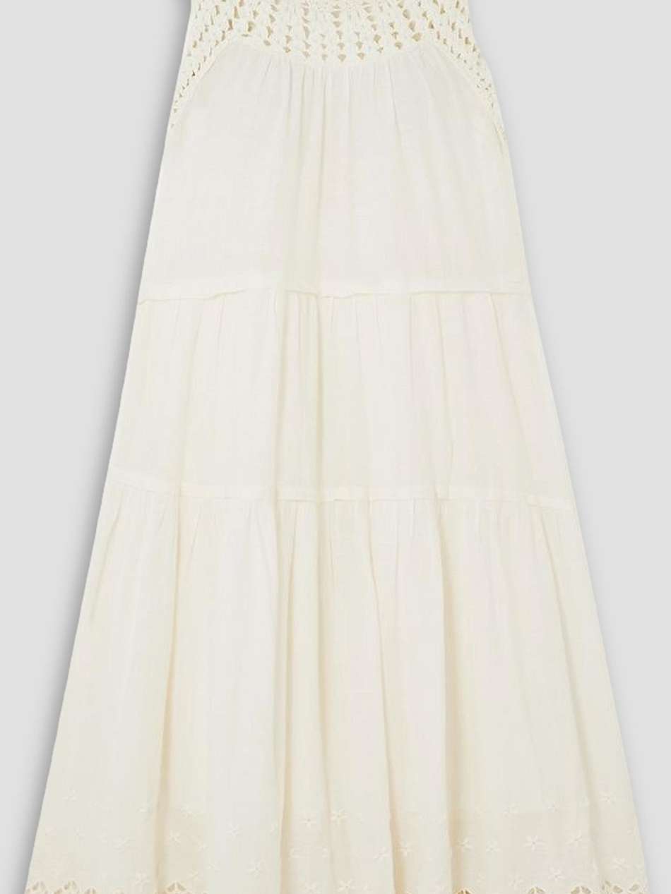 the soleil crochet-trimmed tiered cotton-voile maxi dress