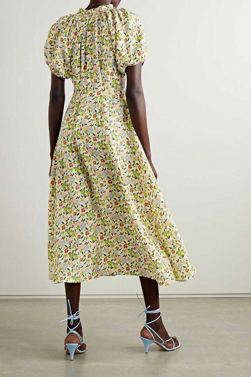 THE GREAT. The Primrose Midikleid aus Baumwolle mit Lochstickerei