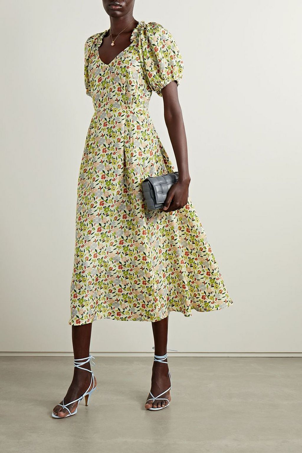 THE GREAT. The Primrose Midikleid aus Baumwolle mit Lochstickerei