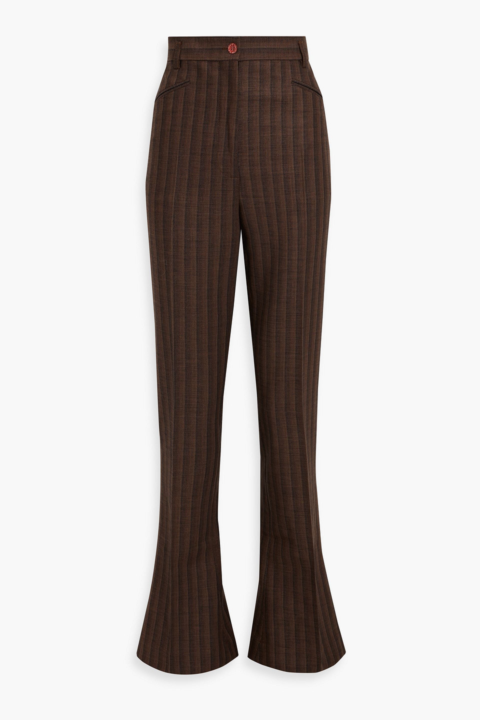 Striped wool and cotton-blend flared pants