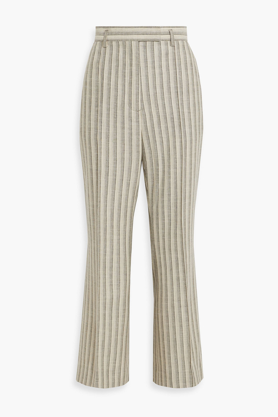 Acne Studios Striped Wool And Cotton-blend Flared Pants In Stone