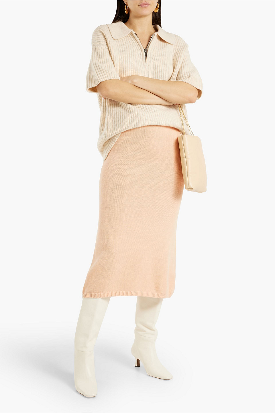 Shop Equipment Volonne Cotton Midi Skirt In Peach