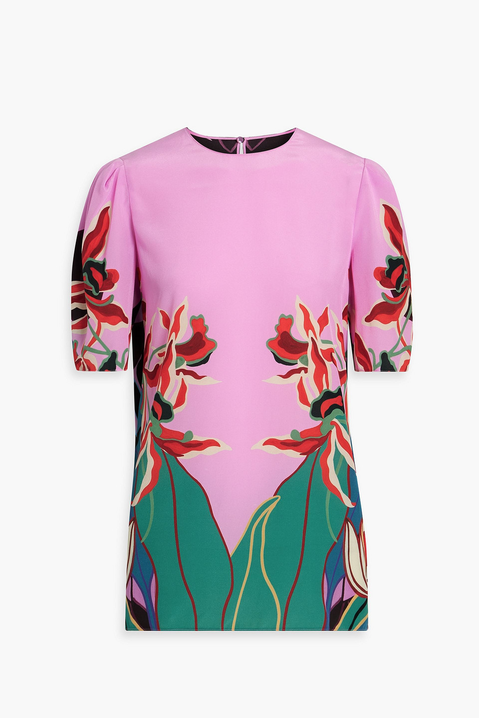 VALENTINO FLORAL-PRINT SILK-CREPE TOP 3074457345635379132