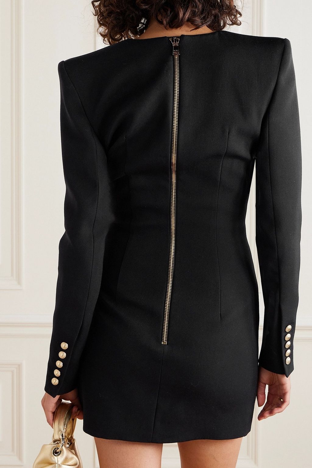 BALMAIN Button-embellished wool mini dress