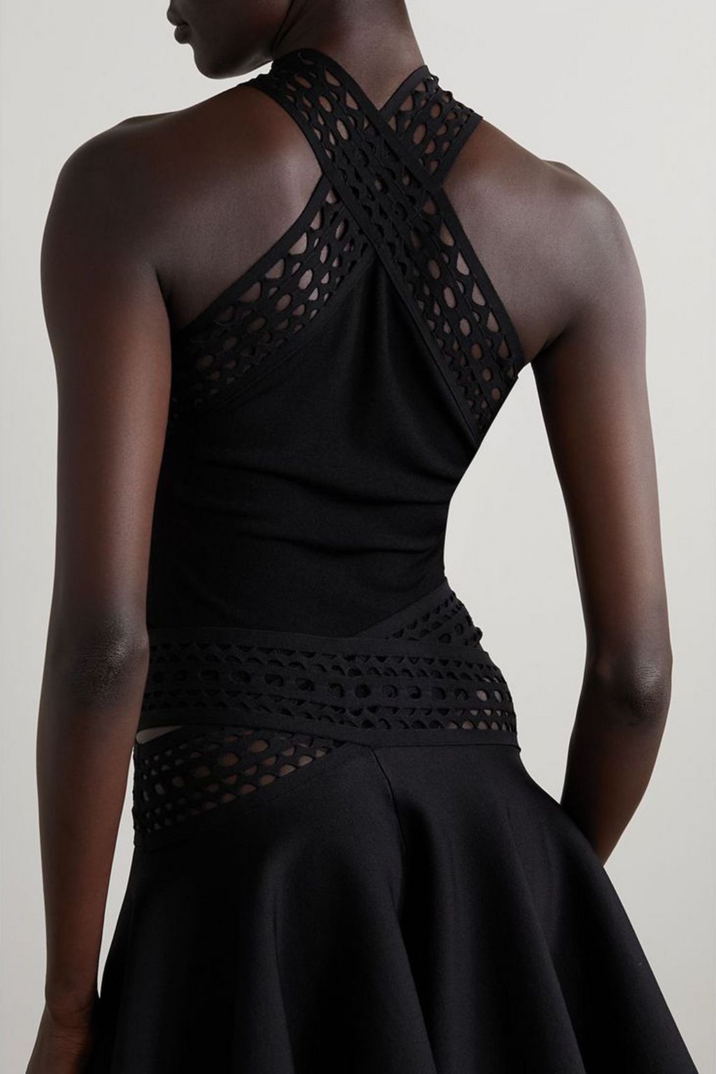 ALAÏA ストレッチリブニット ホルターネック ボディスーツ レーザーカットデザイン